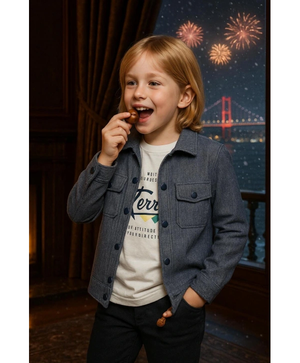 Erkek Çocuk orta kalınlıkta KAŞE Ceketli 3Lü Takım |Bir Beden Büyük Tercih Ediniz|