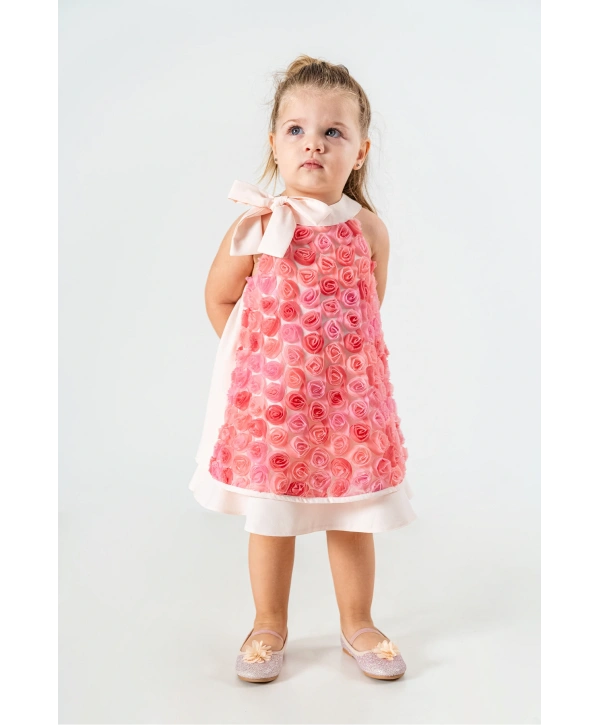 Boyundan Bağlamalı Çiçekli Doğumgünü/Parti Elbisesi