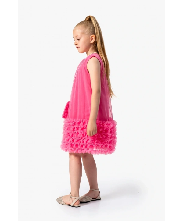 YAKADAN BÜZGÜLÜ TÜLLÜ ÇANTALI ABİYE