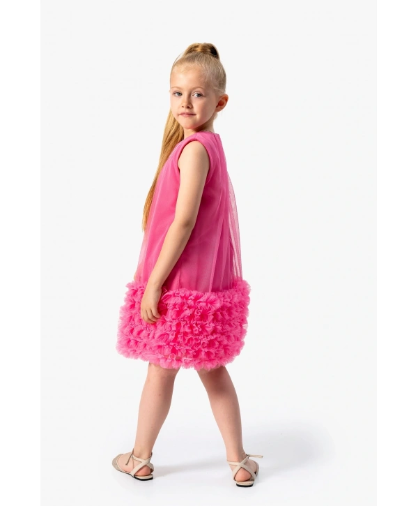 YAKADAN BÜZGÜLÜ TÜLLÜ ÇANTALI ABİYE