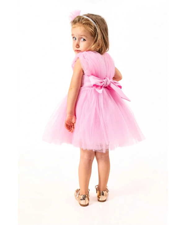 Kare Yaka Tütü Tüllü Kız Çocuk Elbise