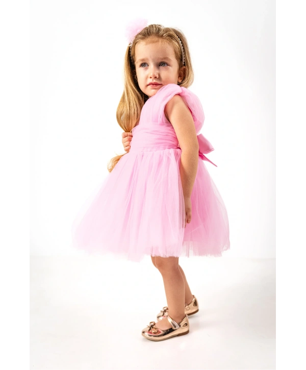 Kare Yaka Tütü Tüllü Kız Çocuk Elbise