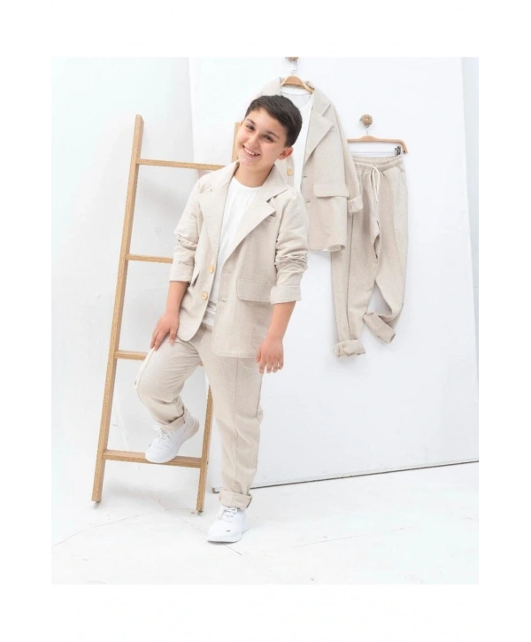 erkek çocuk keten takım