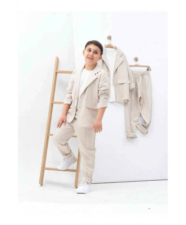 erkek çocuk keten takım