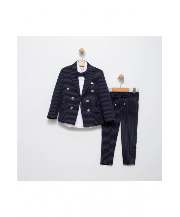 Erkek Çocuk  Çizgili Damatlık Takım Elbise