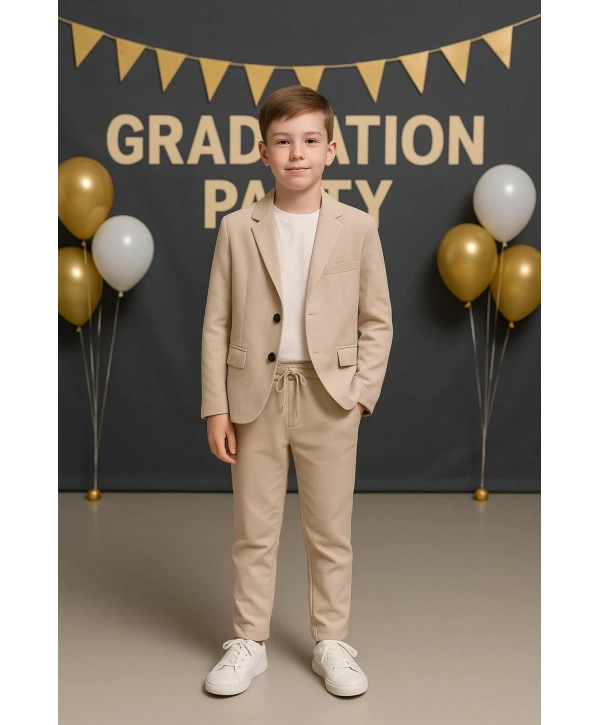 erkek çocuk keten görünümlü ceketli spor takım elbise/ gösteri /özel gün/mezuniyet spor takım elbise