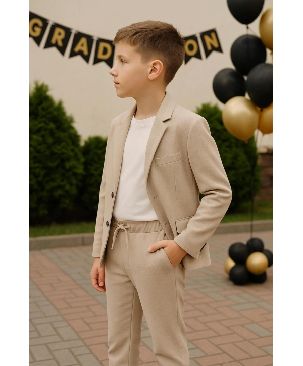 erkek çocuk keten görünümlü ceketli spor takım elbise/ gösteri /özel gün/mezuniyet spor takım elbise