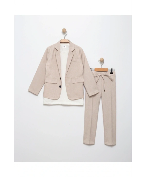 erkek çocuk keten görünümlü ceketli spor takım elbise/ gösteri /özel gün/mezuniyet spor takım elbise