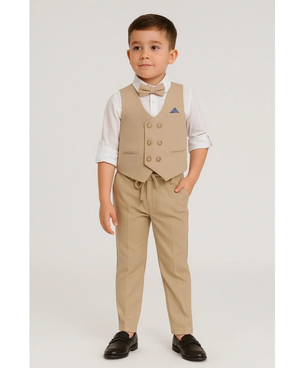 örme model yelekli erkek takım elbise / papyonlu yelekli takım / gömlek-yelek-pantolon takım