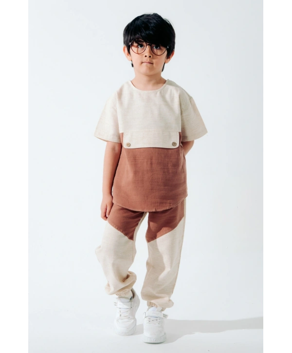 Keten ve Müslin Garnili 2’Li spor Erkek Çocuk Takım / Bayramlık / Günlük