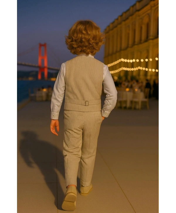 Yelekli Erkek takım elbise / papyonlu yelekli takım / Gömlek-Yelek-Pantolon 3Lü TAKIM