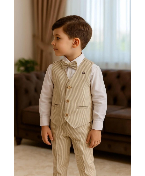 Yelekli Erkek takım elbise / papyonlu yelekli takım / Gömlek-Yelek-Pantolon 3Lü TAKIM