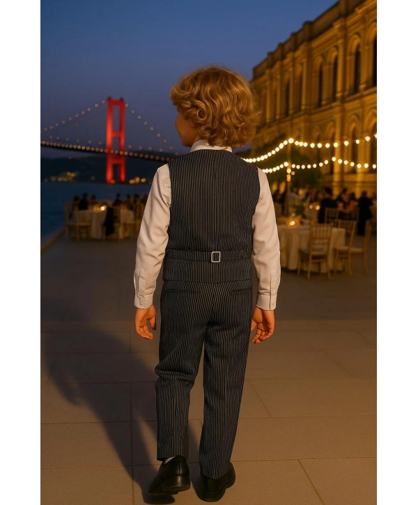 Yelekli Erkek takım elbise / papyonlu yelekli takım / Gömlek-Yelek-Pantolon 3Lü TAKIM