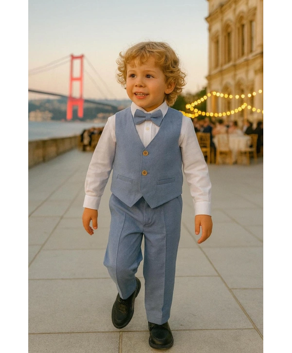Erkek Çocuk Yelekli Takım Elbise /Düğün - Özel Gün 4’Parça