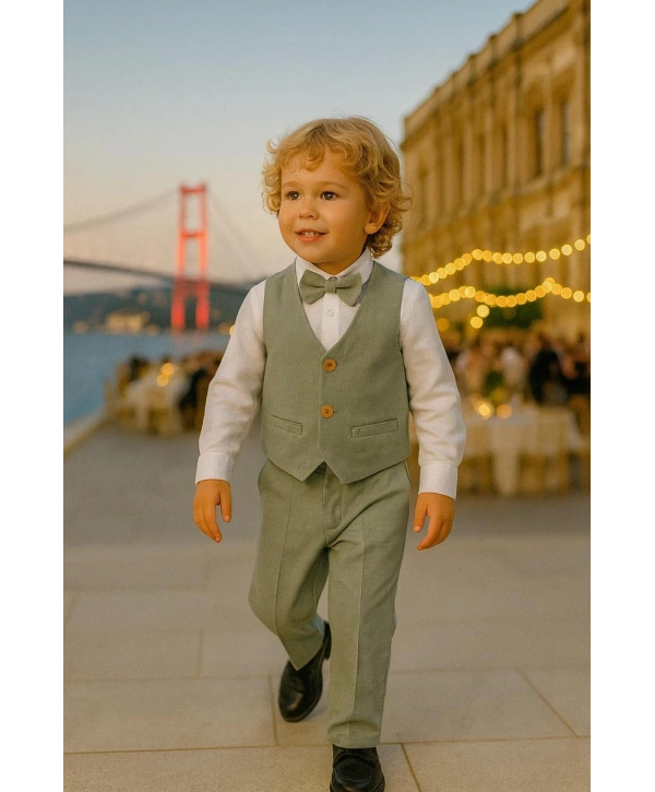 Erkek Çocuk Yelekli Takım Elbise /Düğün - Özel Gün 4’Parça