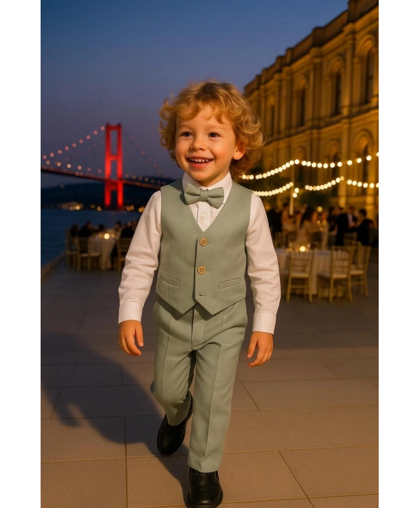 Erkek Çocuk Yelekli Takım Elbise /Düğün - Özel Gün 4’Parça
