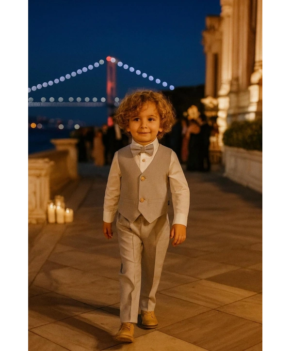 Erkek Çocuk Yelekli Takım Elbise /Düğün - Özel Gün 4’Parça