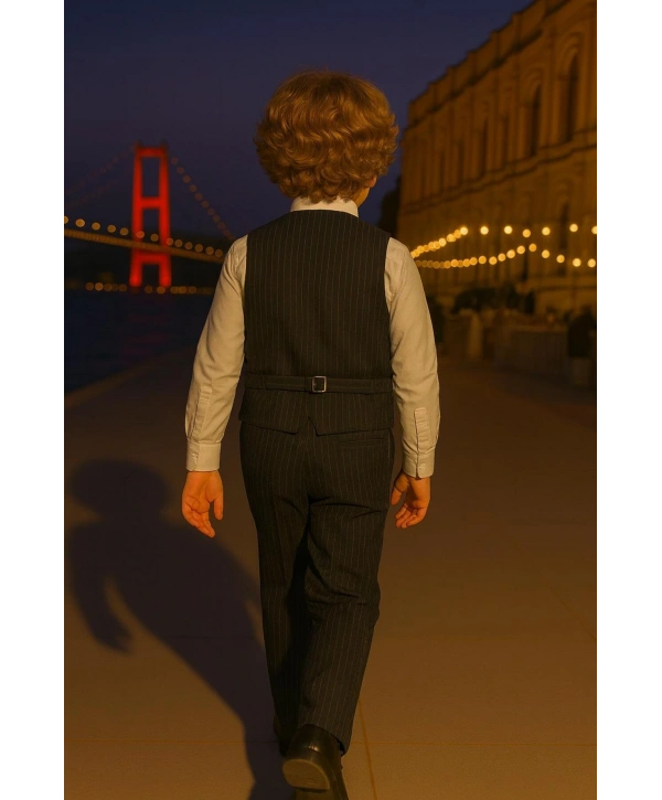 Erkek Çocuk Yelekli Takım Elbise | Gömlek-Yelek-Papyon-Pantolon| 4parça Takım