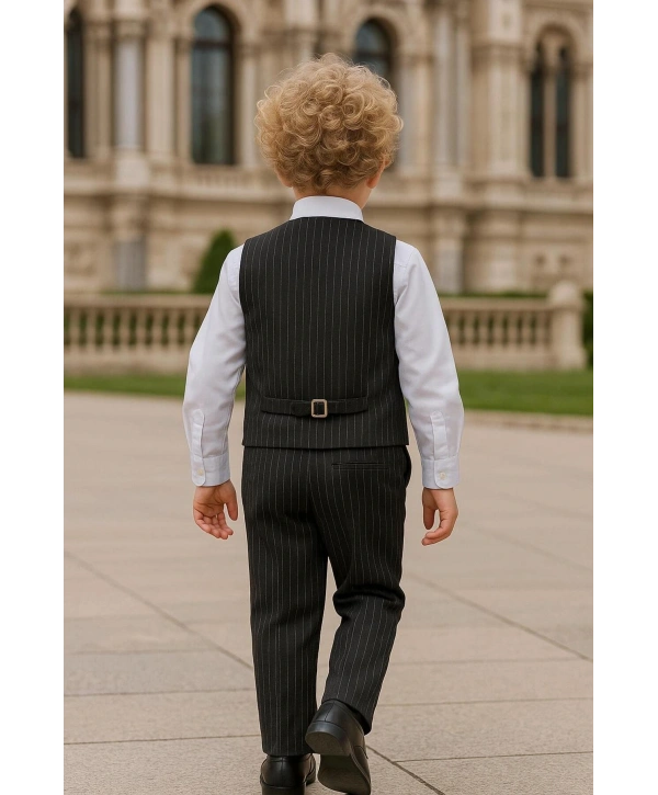 Erkek Çocuk Yelekli Takım Elbise | Gömlek-Yelek-Papyon-Pantolon| 4parça Takım