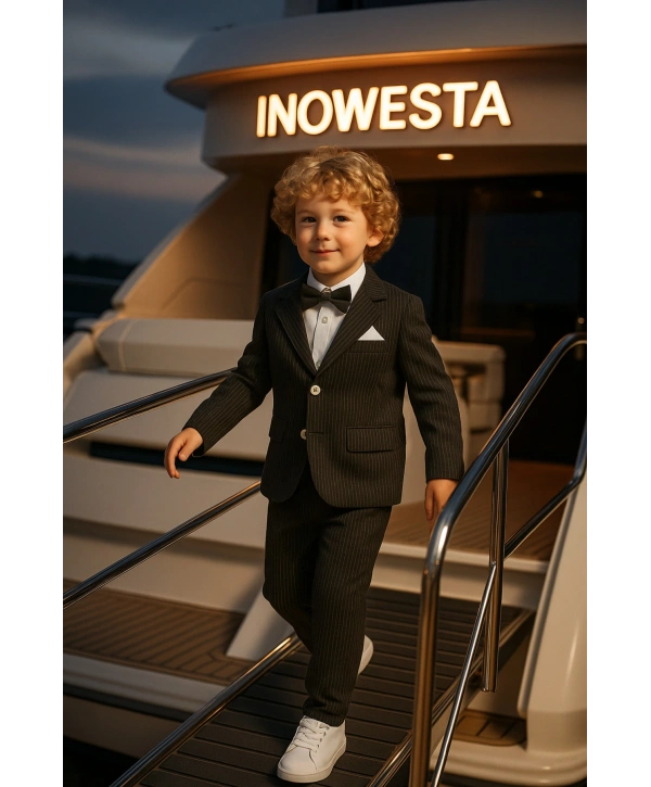 Erkek Çocuk Ceket Gömlek Pantolon Papyonlu Üçlü Takım Elbise 4’Parça(Bir Beden BÜYÜK Tercih Ediniz)