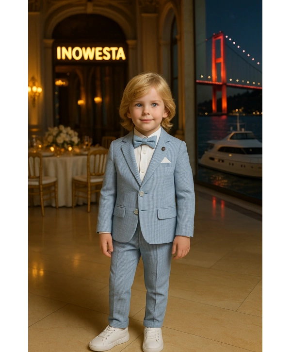 Erkek Çocuk Ceket Gömlek Pantolon Papyonlu Üçlü Takım Elbise 4’Parça(Bir Beden BÜYÜK Tercih Ediniz)