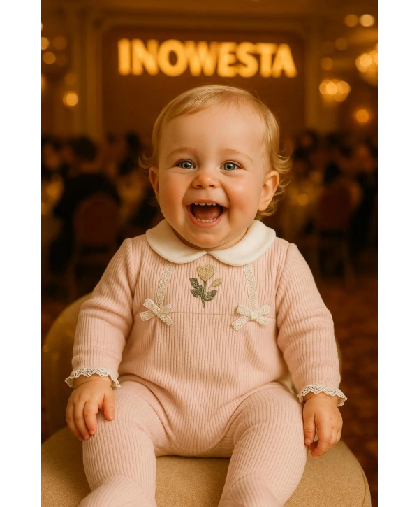 Kız Bebek %100 Pamuk Dantelli Tulum