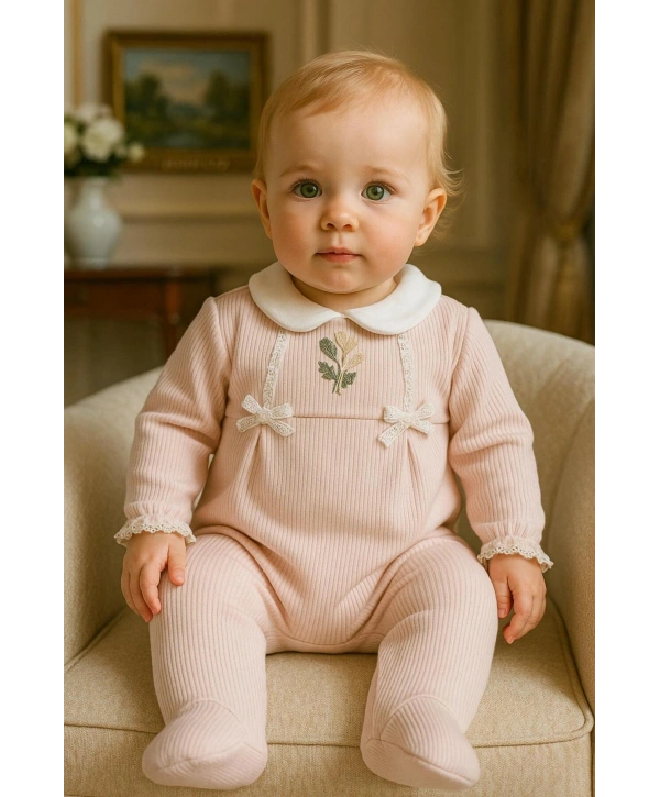 Kız Bebek %100 Pamuk Dantelli Tulum