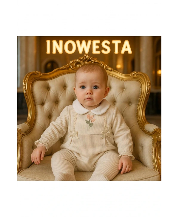 Kız Bebek %100 Pamuk Dantelli Tulum