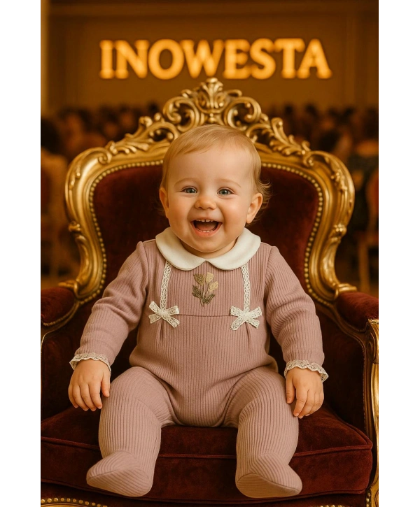 Kız Bebek %100 Pamuk Dantelli Tulum