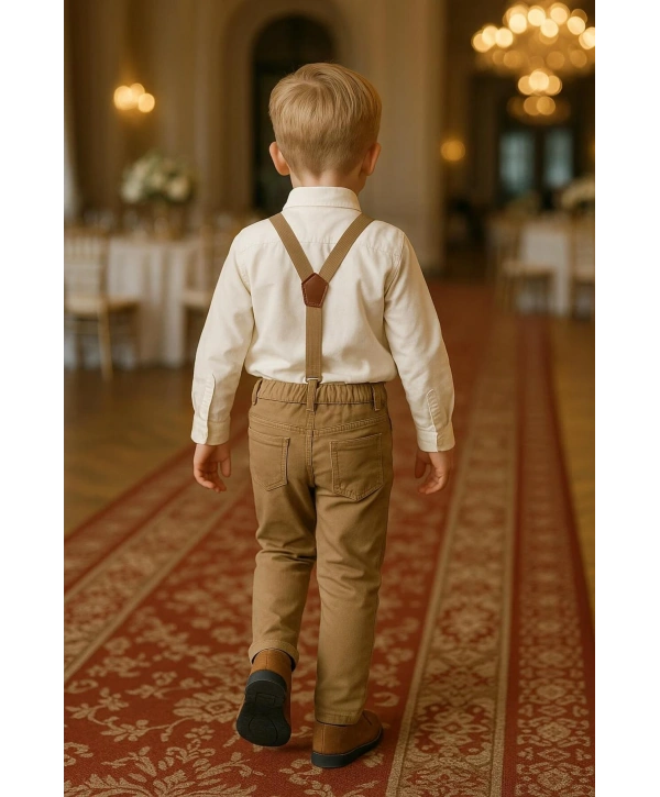 Çocuk Salopet Takım Üst KALİTE |Gömlek Salopet Pantolon Papyon-4Parça|