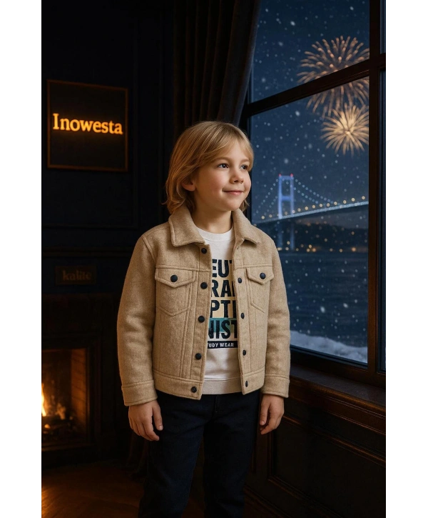 Erkek Çocuk Kalın KAŞE Ceketli 3Lü Takım |Bir Beden Büyük Tercih Ediniz|