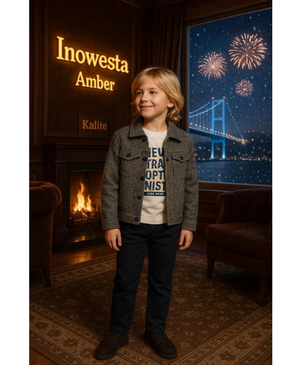 Erkek Çocuk Kalın KAŞE Ceketli 3Lü Takım |Bir Beden Büyük Tercih Ediniz|