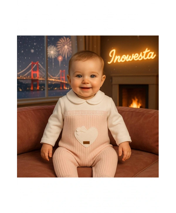 Kız Bebek Özel Aplike Nakışlı Kadife Üst Kalite Tulum