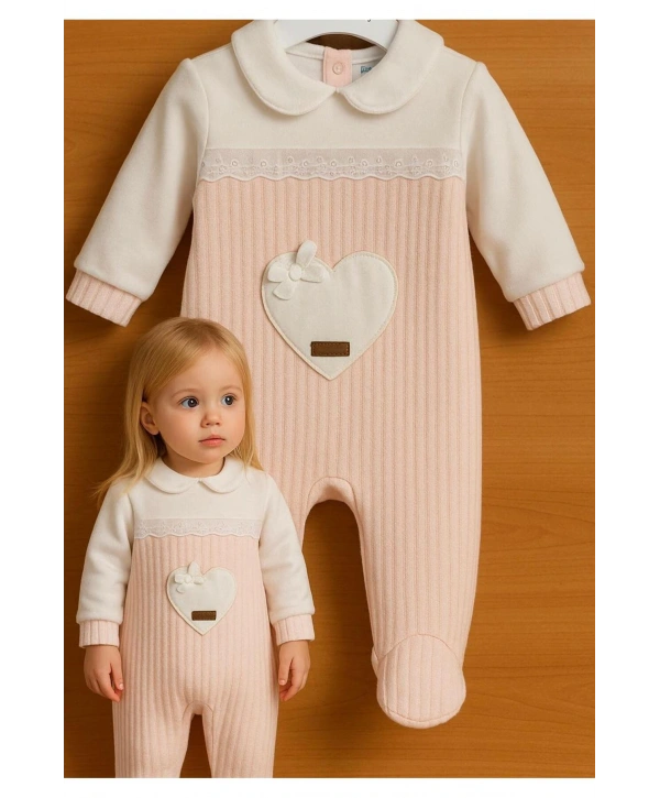 Kız Bebek Özel Aplike Nakışlı Kadife Üst Kalite Tulum