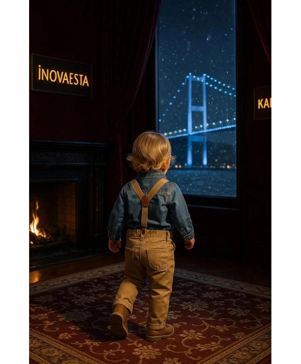 Erkek Bebek&Çocuk Kot Gömlek-Gabardin Pantolon Salopet Takım Elbise 4lü Set