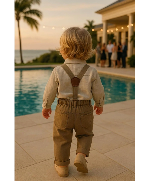 Erkek Bebek Müslin Zıbın Gömlek - Gabardin Pantolon| Bayramlık- Salopet Takım