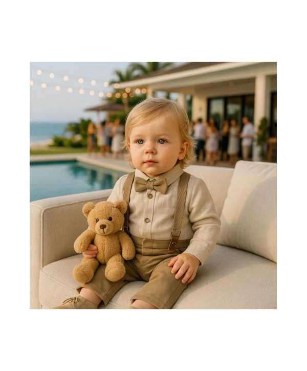 Erkek Bebek Müslin Zıbın Gömlek - Gabardin Pantolon| Bayramlık- Salopet Takım