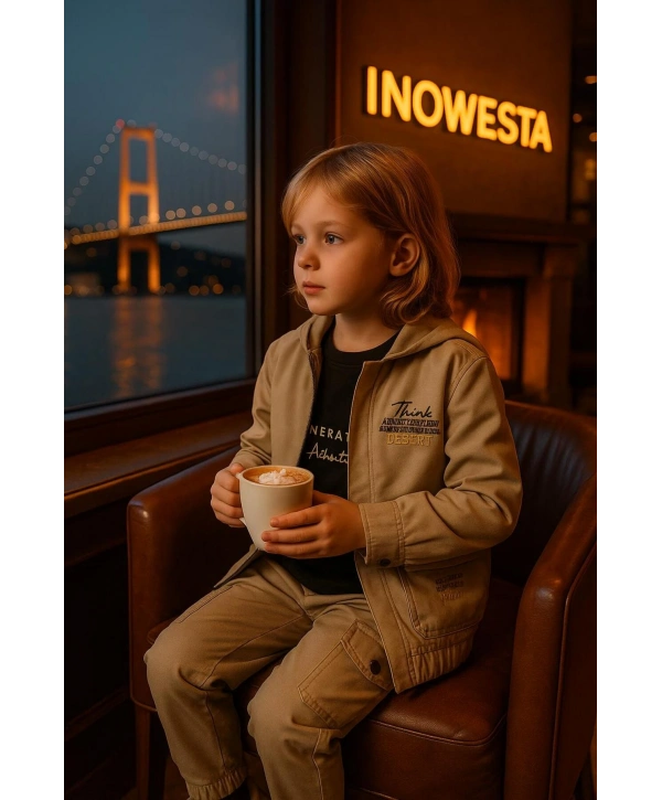 Erkek Çocuk Premium Softshell Kapüşonlu Üst Kalite Paraşüt Kumaş 3lü Takım