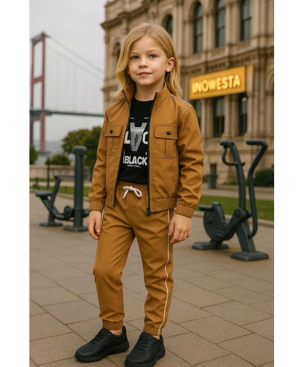 Erkek Çocuk Premium Softshell Üst Kalite Paraşüt Kumaş 3Lü Takım