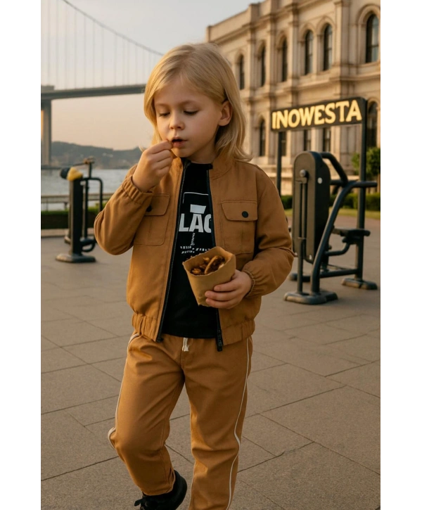 Erkek Çocuk Premium Softshell Üst Kalite Paraşüt Kumaş 3Lü Takım