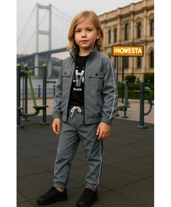 Erkek Çocuk Premium Softshell Üst Kalite Paraşüt Kumaş 3Lü Takım