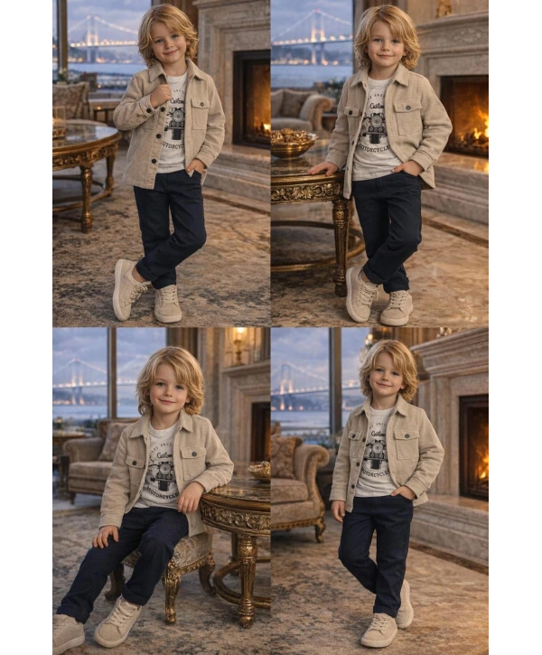 Erkek Çocuk 3Lü Günlük Özel Kombinli Takım 2 / 13 Yaş Arası (Bir Beden Büyük Tercih Edebilirsiniz)