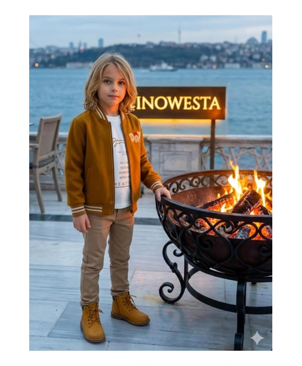 Erkek Çocuk 3Lü Kaşe Kabanlı Özel Kombinli Takım ÜST KALİTE (Bir Beden Büyük Tercih Edebilirsiniz)