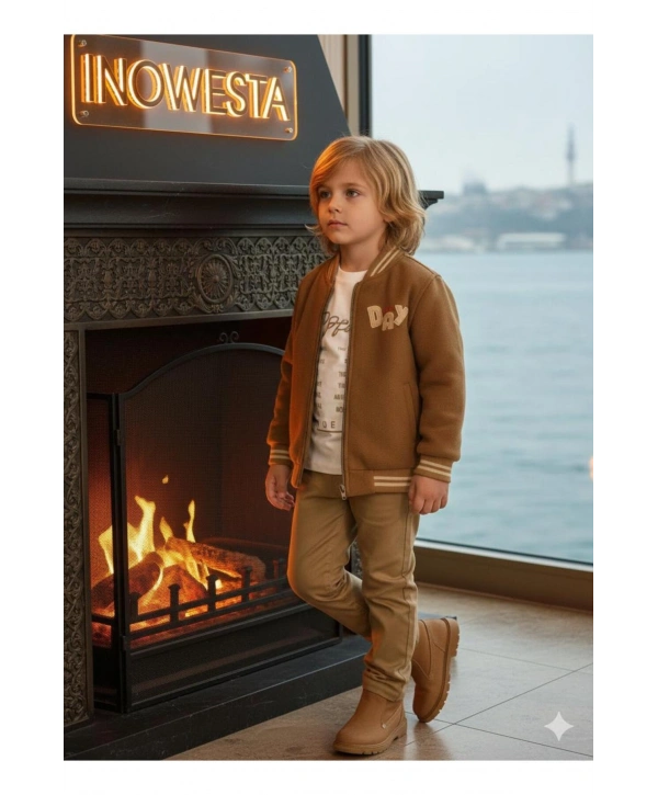 Erkek Çocuk 3Lü Kaşe Kabanlı Özel Kombinli Takım ÜST KALİTE (Bir Beden Büyük Tercih Edebilirsiniz)