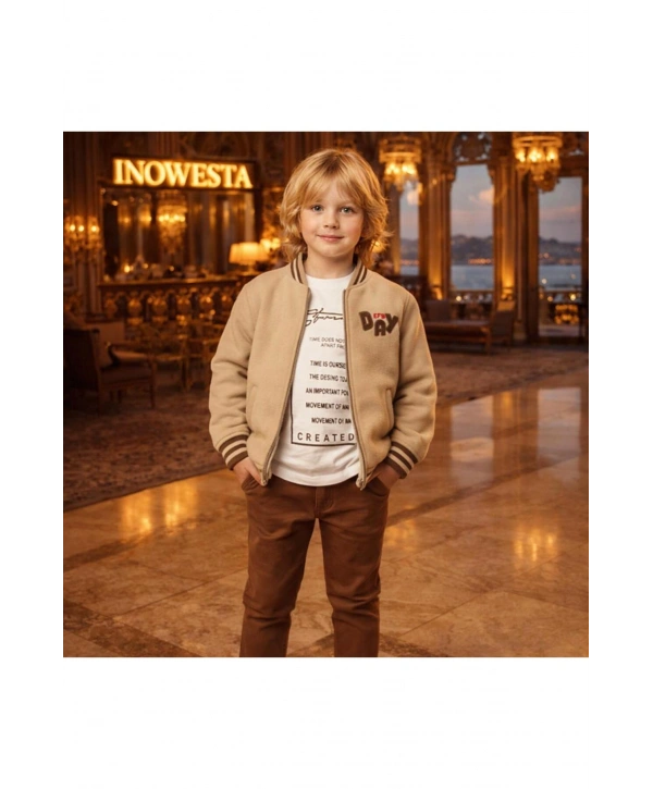 Erkek Çocuk 3Lü Kaşe Kabanlı Özel Kombinli Takım ÜST KALİTE (Bir Beden Büyük Tercih Edebilirsiniz)