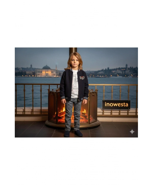 Erkek Çocuk 3Lü Kaşe Kabanlı Özel Kombinli Takım ÜST KALİTE (Bir Beden Büyük Tercih Edebilirsiniz)