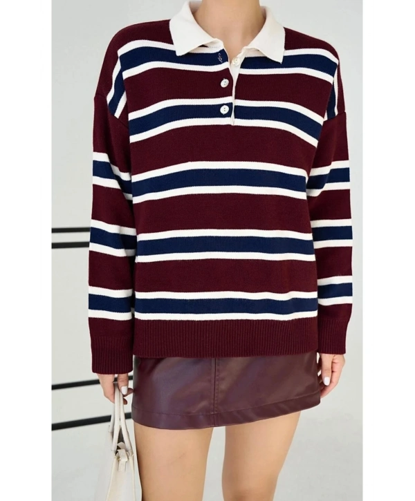 Polo Yaka Çizgili Kazak