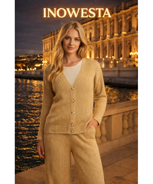 Kadın Triko Salaş 36 - 42 Beden Uyumlu Hırka ve Pantolunlu 2 Li Üst Kalite Triko Takım