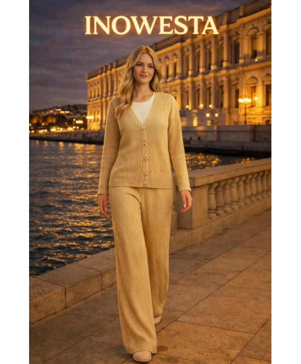 Kadın Triko Salaş 36 - 42 Beden Uyumlu Hırka ve Pantolunlu 2 Li Üst Kalite Triko Takım