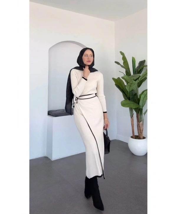 Bağlamalı Triko Elbise